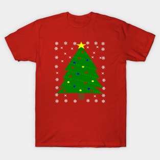 Christmas Tree with Balls Lights Ornament T Shirt Xmas T-Shirt